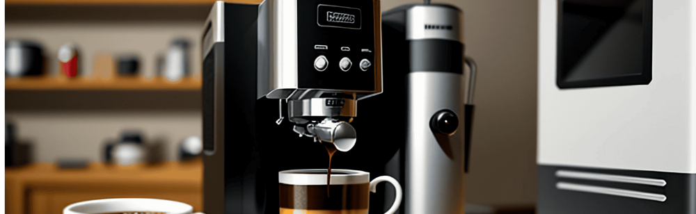 A fully automatic espresso machine pulling an espresso shot in a cup