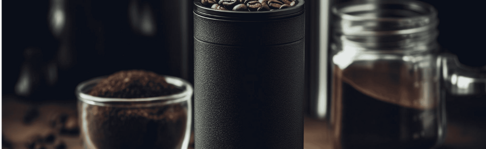 Coffee canister filled with coffee beans