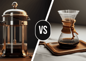 French press on the left side vs chemex on the right side