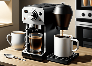 Dual-function coffee maker brewing espresso and drip coffee simultaneously
